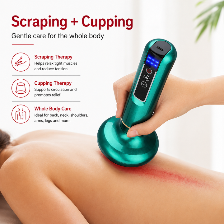 Premium Electric Cupping Therapy Device Suction Massage Machine Infrared Heat 12 Level Muscle Recovery Scraping Massager Wireless Rechargeable Portable