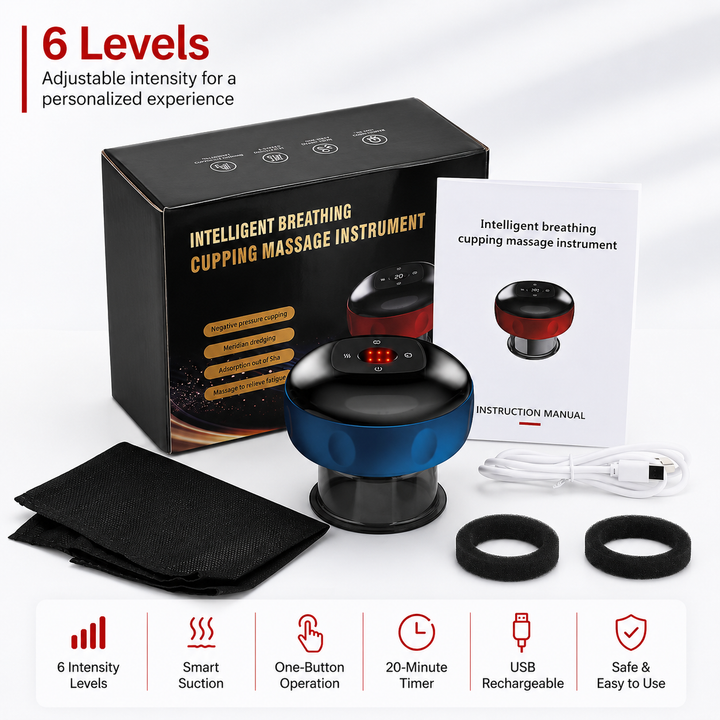 Premium Electric Cupping Therapy Set Rechargeable Gua Sha Vacuum Massage Device 12 Level Suction Red Light Heating Body Relaxation Wellness Support Tool