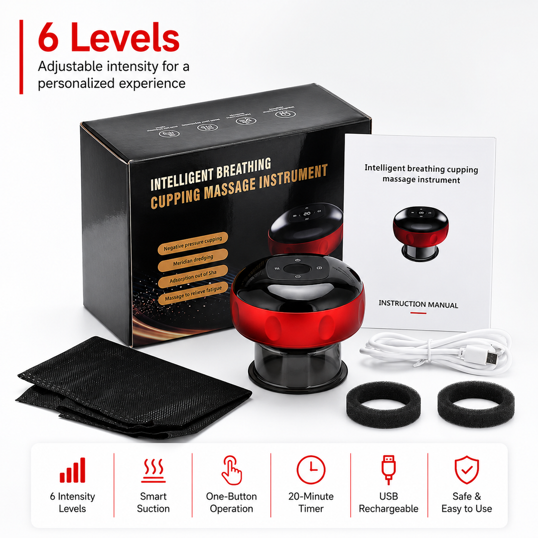Premium Electric Cupping Therapy Set Rechargeable Gua Sha Vacuum Massage Device 12 Level Suction Red Light Heating Body Relaxation Wellness Support Tool