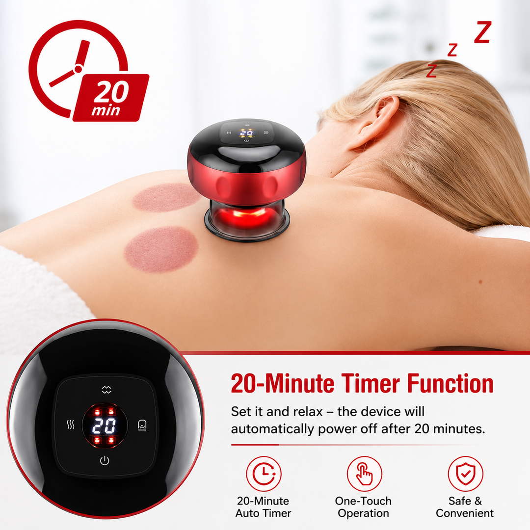 Premium Electric Cupping Therapy Set Rechargeable Gua Sha Vacuum Massage Device 12 Level Suction Red Light Heating Body Relaxation Wellness Support Tool