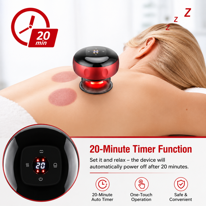 Premium Electric Cupping Therapy Set Rechargeable Gua Sha Vacuum Massage Device 12 Level Suction Red Light Heating Body Relaxation Wellness Support Tool