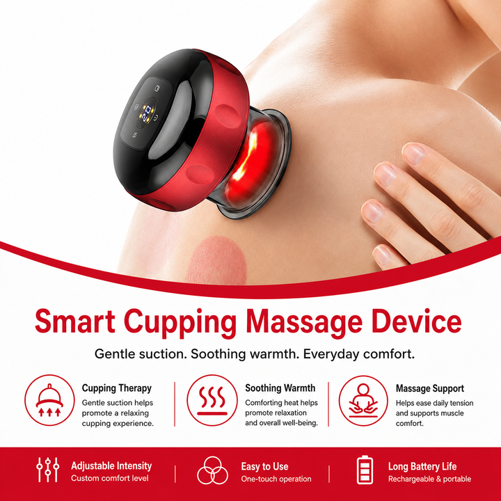 Premium Electric Cupping Therapy Set Rechargeable Gua Sha Vacuum Massage Device 12 Level Suction Red Light Heating Body Relaxation Wellness Support Tool
