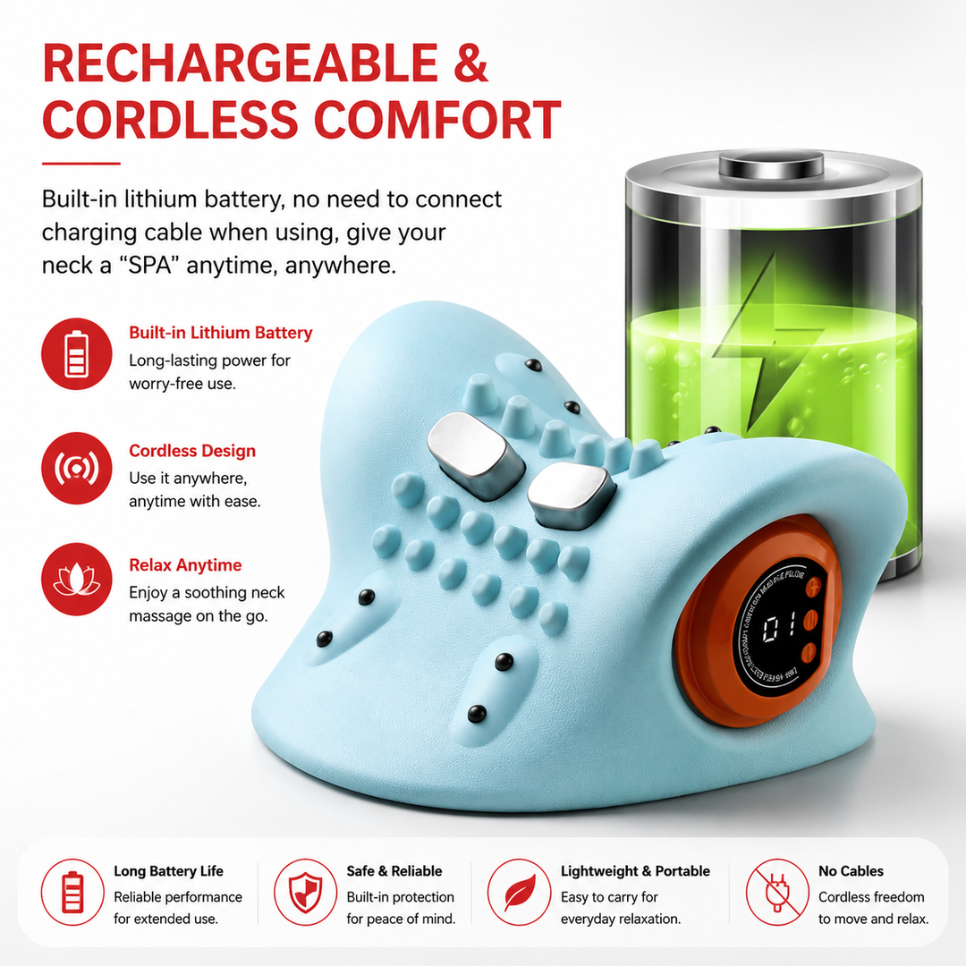 Premium Electric EMS Neck Massager Heated Cervical Spine Support Device Airbag Vibration Infrared Neck Relaxation Wearable Cordless Neck Care Massager