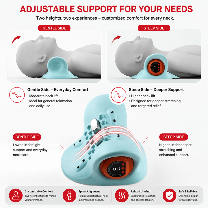 Premium Electric EMS Neck Massager Heated Cervical Spine Support Device Airbag Vibration Infrared Neck Relaxation Wearable Cordless Neck Care Massager