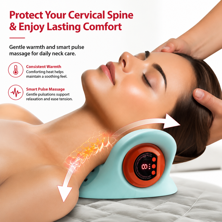 Premium Electric EMS Neck Massager Heated Cervical Spine Support Device Airbag Vibration Infrared Neck Relaxation Wearable Cordless Neck Care Massager