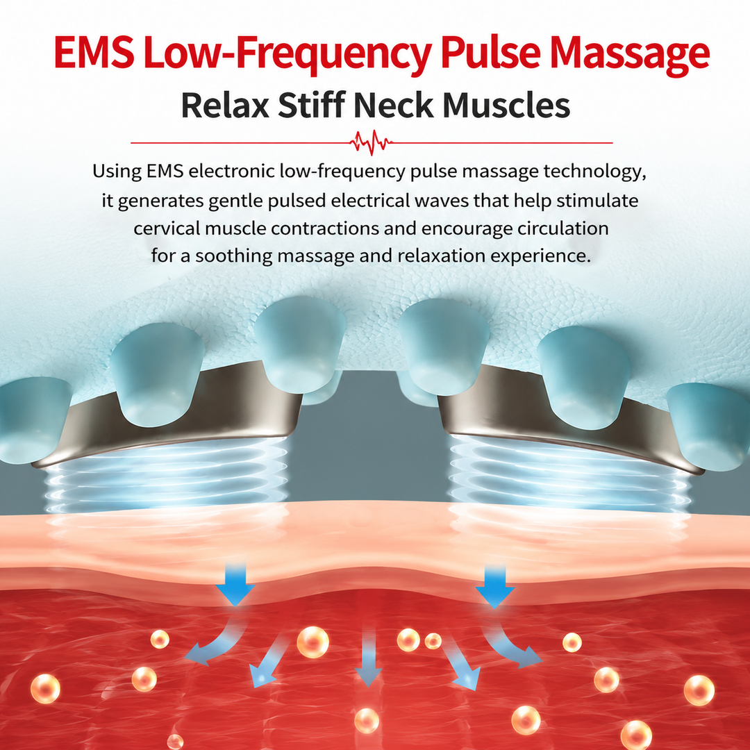 Premium Electric EMS Neck Massager Heated Cervical Spine Support Device Airbag Vibration Infrared Neck Relaxation Wearable Cordless Neck Care Massager
