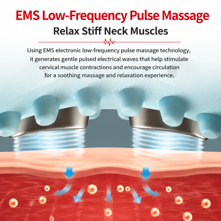 Premium Electric EMS Neck Massager Heated Cervical Spine Support Device Airbag Vibration Infrared Neck Relaxation Wearable Cordless Neck Care Massager