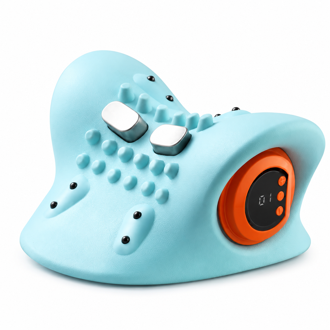 Premium Electric EMS Neck Massager Heated Cervical Spine Support Device Airbag Vibration Infrared Neck Relaxation Wearable Cordless Neck Care Massager