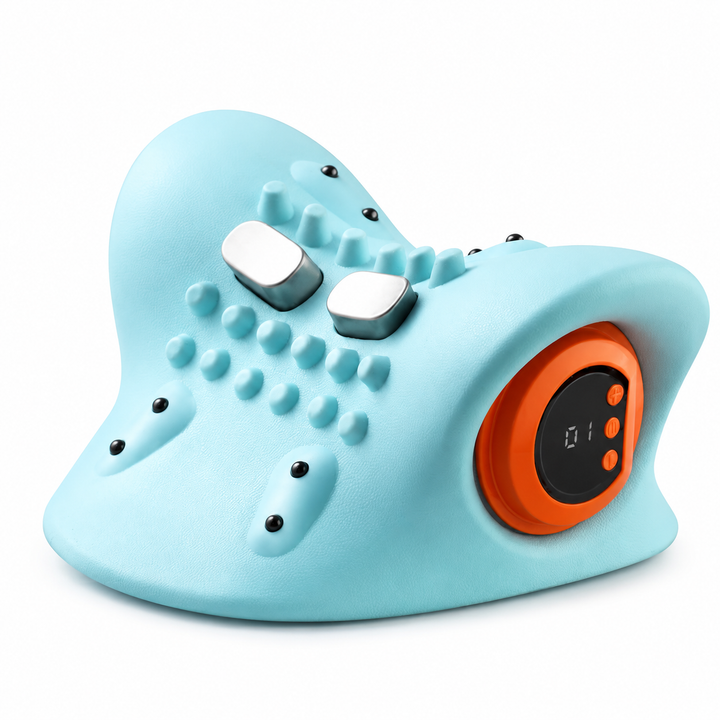 Premium Electric EMS Neck Massager Heated Cervical Spine Support Device Airbag Vibration Infrared Neck Relaxation Wearable Cordless Neck Care Massager