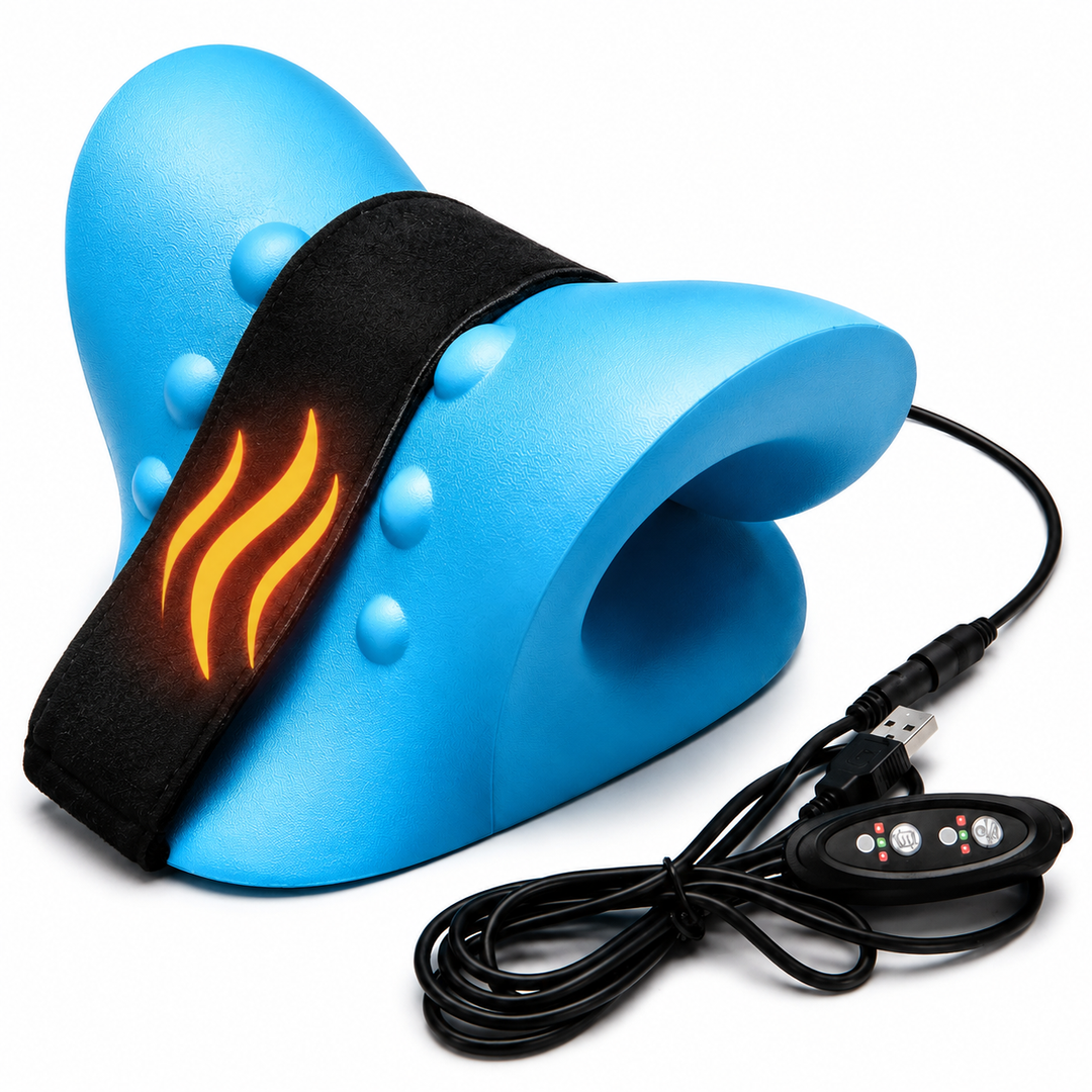 Premium Electric EMS Neck Massager Heated Neck Stretcher Vibration Airbag Cervical Support Wearable Neck Relaxation Heat Infrared Therapy Device
