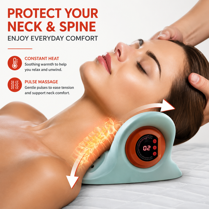 Premium Electric EMS Neck Massager Heated Neck Stretcher Vibration Airbag Cervical Support Wearable Neck Relaxation Heat Infrared Therapy Device
