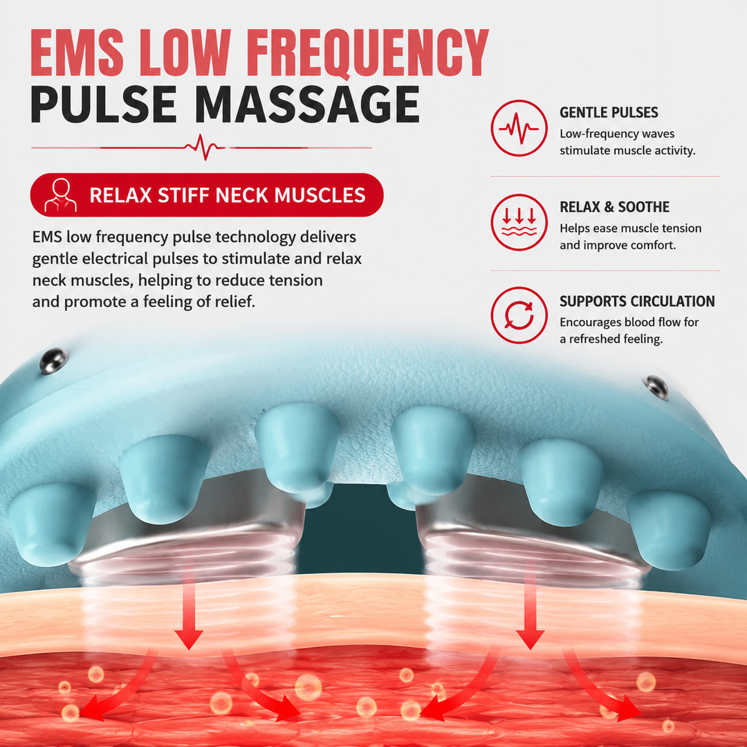 Premium Electric EMS Neck Massager Heated Neck Stretcher Vibration Airbag Cervical Support Wearable Neck Relaxation Heat Infrared Therapy Device