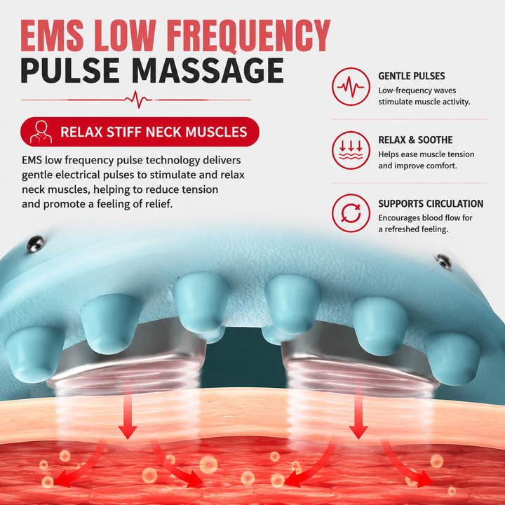 Premium Electric EMS Neck Massager Heated Neck Stretcher Vibration Airbag Cervical Support Wearable Neck Relaxation Heat Infrared Therapy Device