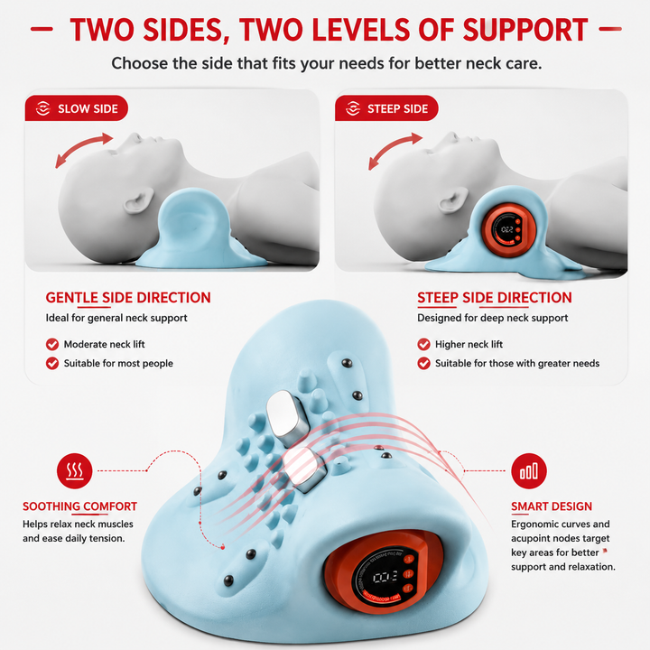 Premium Electric EMS Neck Massager Heated Neck Stretcher Vibration Airbag Cervical Support Wearable Neck Relaxation Heat Infrared Therapy Device