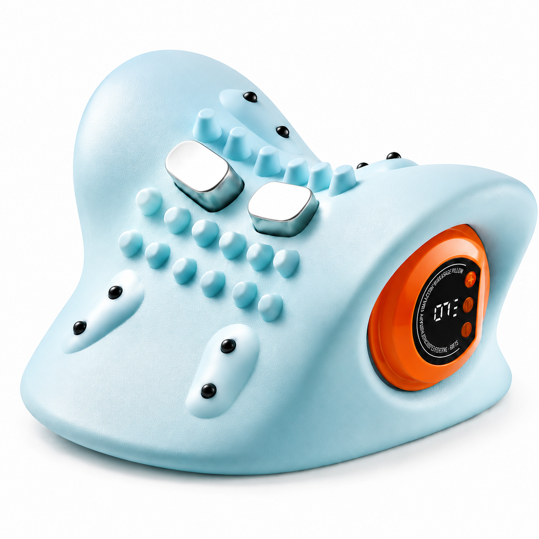 Premium Electric EMS Neck Massager Heated Neck Stretcher Vibration Airbag Cervical Support Wearable Neck Relaxation Heat Infrared Therapy Device