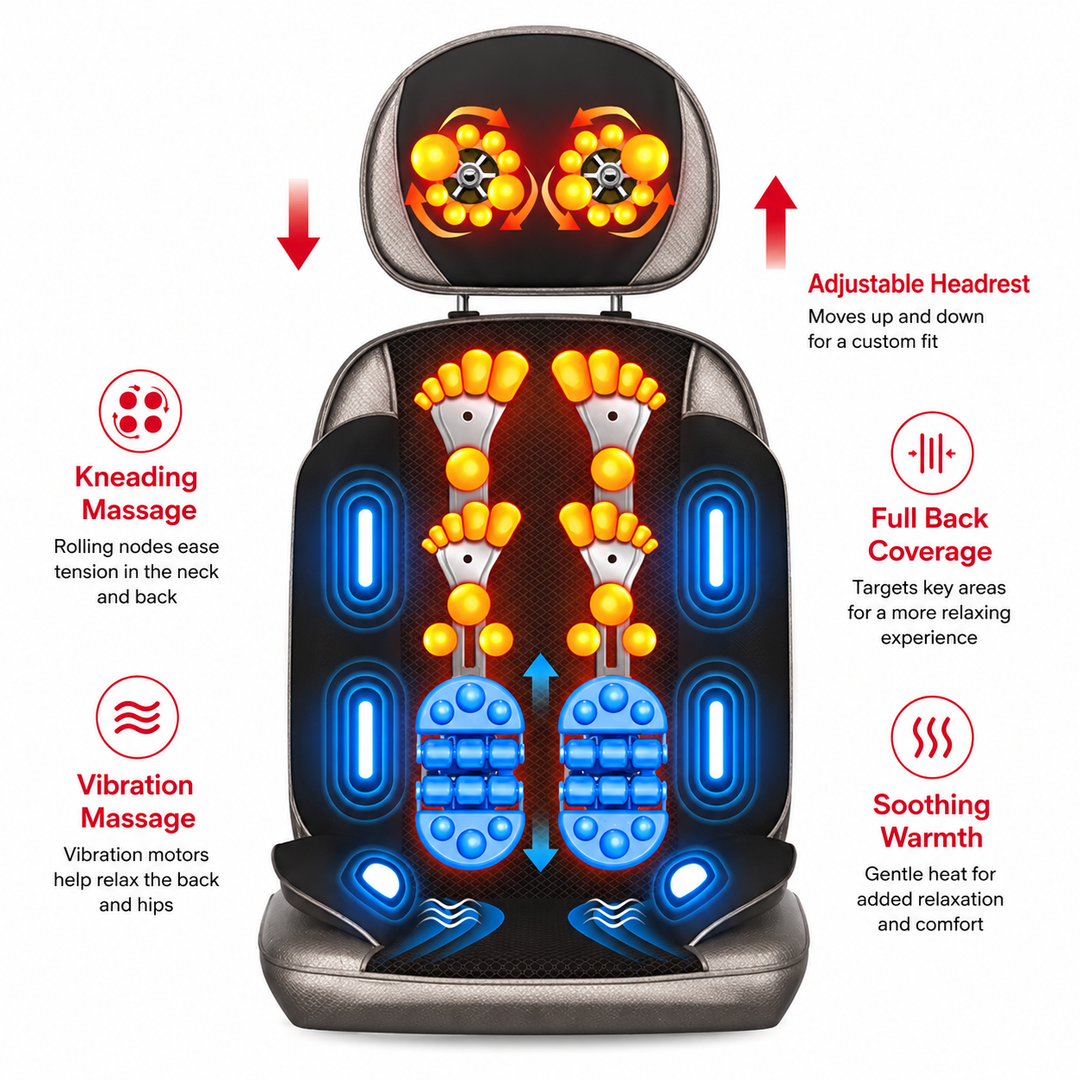 Premium Electric Full Body Massage Chair Infrared Heating Shiatsu Deep Kneading Vibration Neck Back Waist Leg Adjustable Relaxation Massage Seat