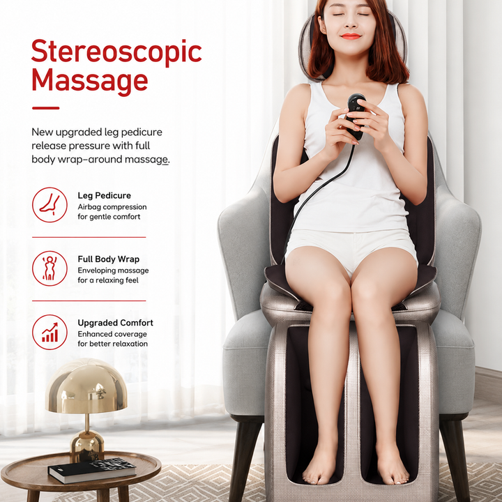 Premium Electric Full Body Massage Chair Infrared Heating Shiatsu Deep Kneading Vibration Neck Back Waist Leg Adjustable Relaxation Massage Seat