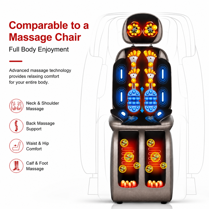 Premium Electric Full Body Massage Chair Infrared Heating Shiatsu Deep Kneading Vibration Neck Back Waist Leg Adjustable Relaxation Massage Seat