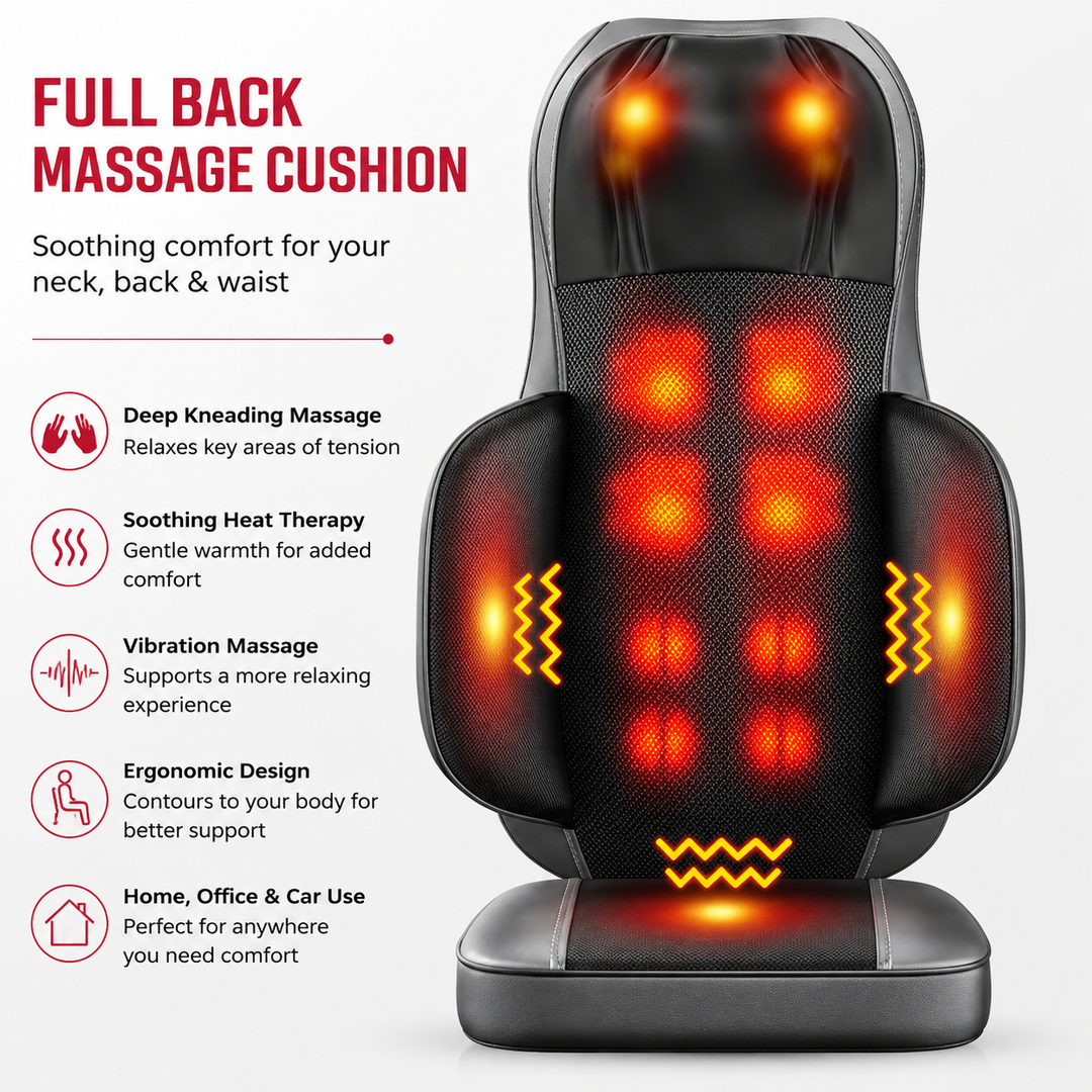 Premium Electric Full Body Massage Chair Infrared Heating Shiatsu Deep Kneading Vibration Neck Back Waist Leg Adjustable Relaxation Massage Seat