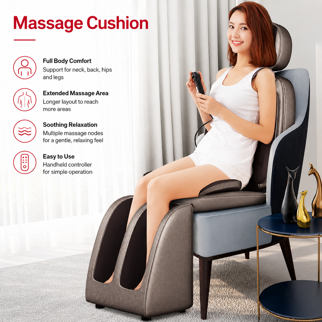 Premium Electric Full Body Massage Chair Infrared Heating Shiatsu Deep Kneading Vibration Neck Back Waist Leg Adjustable Relaxation Massage Seat