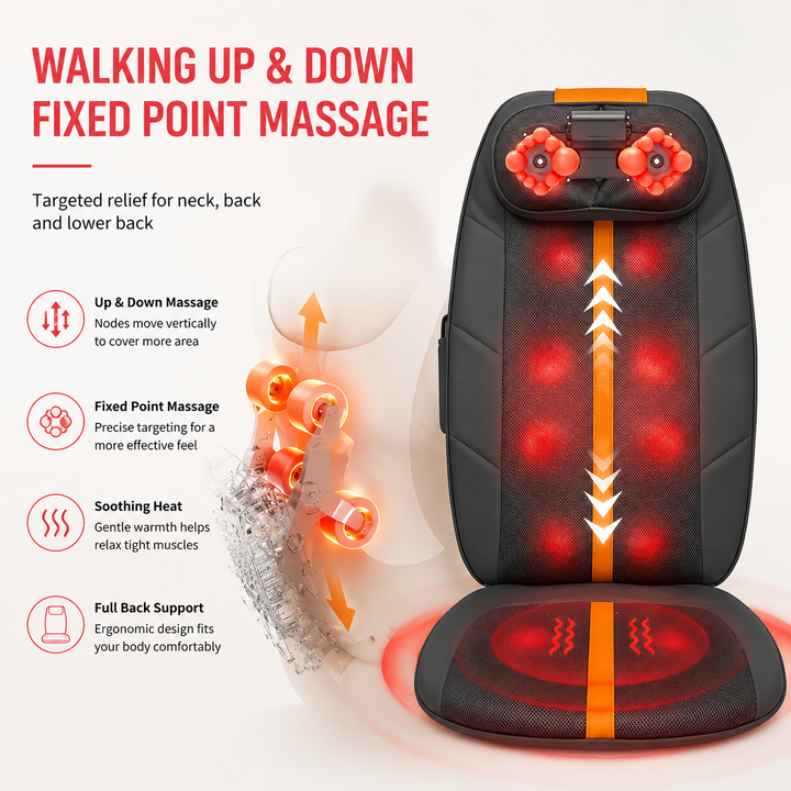 Premium Electric Full Body Massage Chair Infrared Heating Shiatsu Deep Kneading Vibration Neck Back Waist Leg Adjustable Relaxation Massage Seat