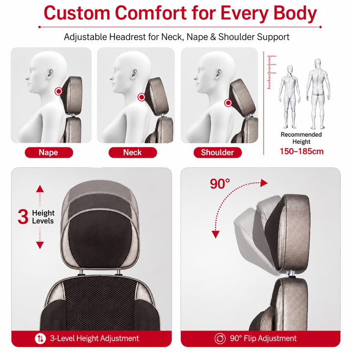 Premium Electric Full Body Massage Chair Infrared Heating Shiatsu Kneading Vibration Neck Back Waist Leg Relaxation Adjustable Ergonomic Chair