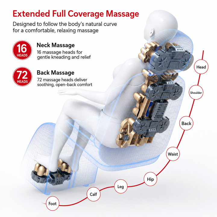 Premium Electric Full Body Massage Chair Infrared Heating Shiatsu Kneading Vibration Neck Back Waist Leg Relaxation Adjustable Ergonomic Chair