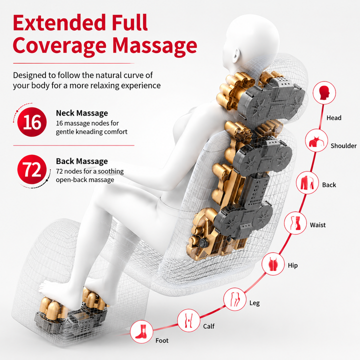 Premium Electric Full Body Massage Chair Infrared Heating Shiatsu Kneading Vibration Recliner Neck Back Waist Leg Massage Adjustable Ergonomic Home Relaxation Chair