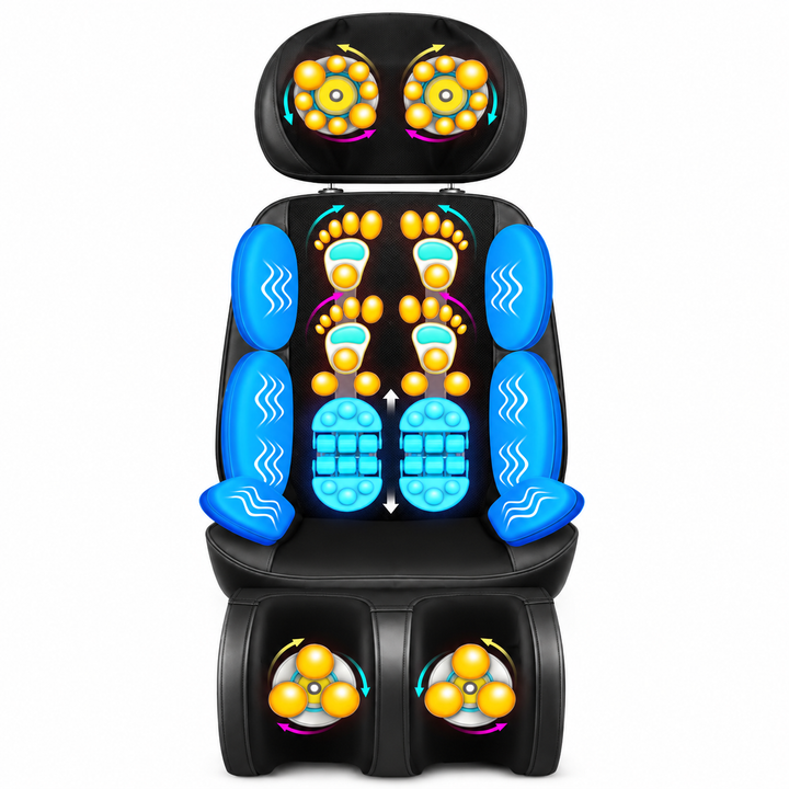 Premium Electric Full Body Massage Chair Infrared Heating Shiatsu Kneading Vibration Recliner Neck Back Waist Leg Massage Adjustable Ergonomic Home Relaxation Chair