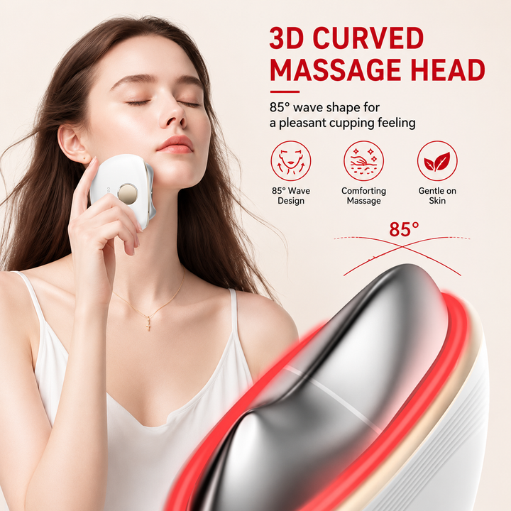 Premium Electric Gua Sha Facial Massager EMS Hot Cold LED Light Therapy Face Lifting Skin Sculpting Device USB-C Rechargeable Home Use Portable Glows