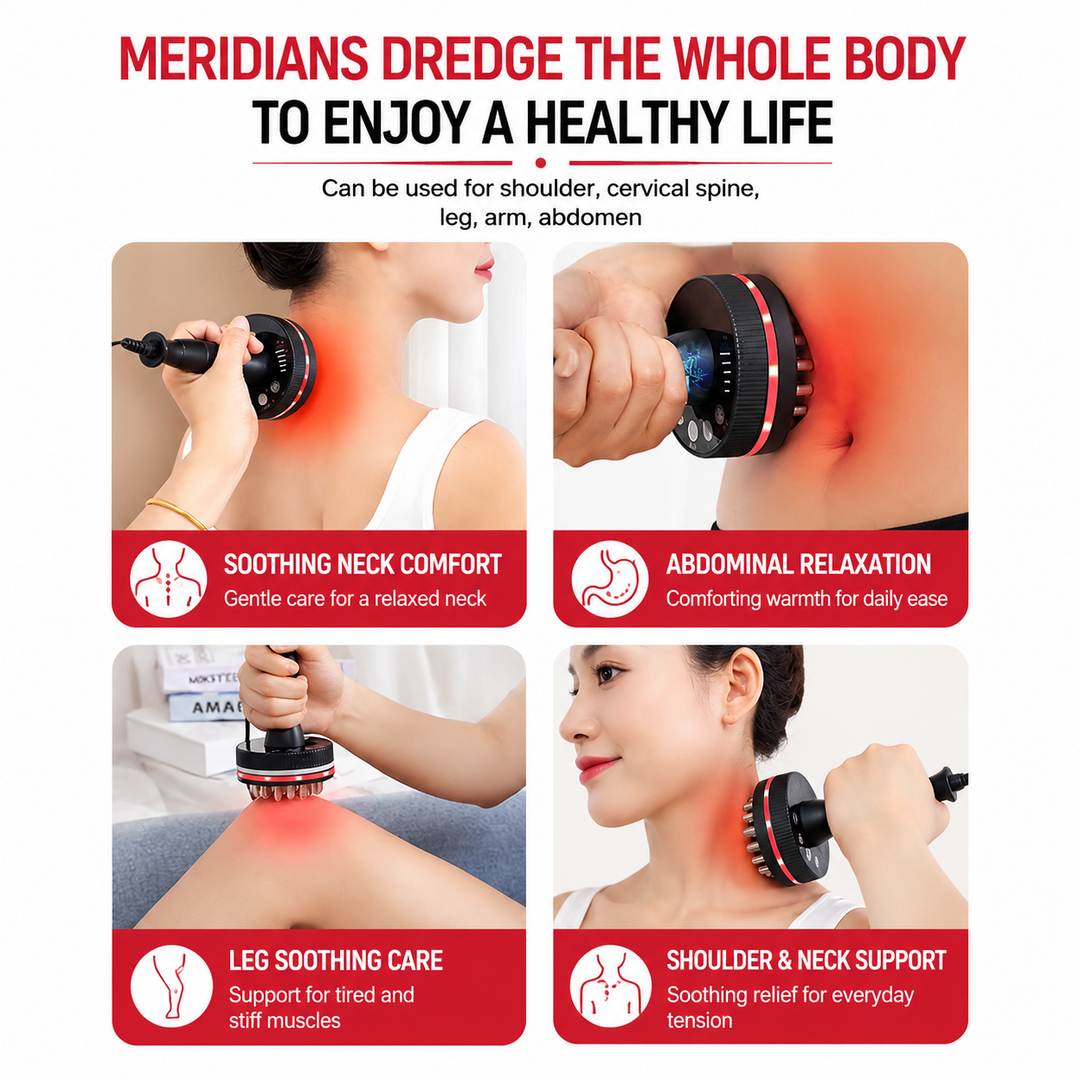 Premium Electric Gua Sha Massager with Heat Microcurrent Body Massage Brush for Back Arms Legs Muscle Relaxation Portable Wellness Recovery Tool