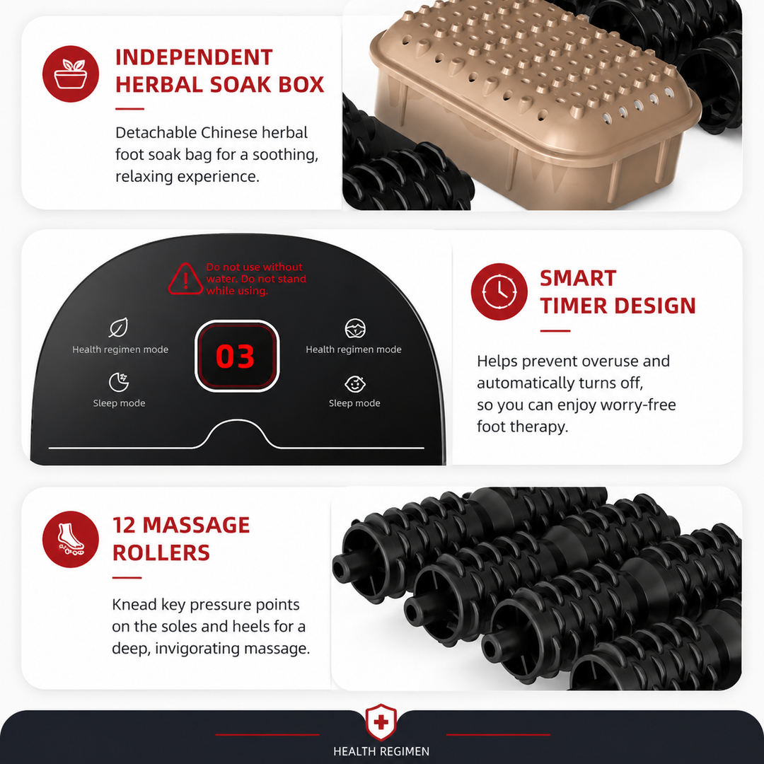 Premium Electric Heated Foot Spa Massager Portable Foot Bath Bubble Shiatsu Roller Temperature Control LED Display Home Foot Soaking Spa Machine