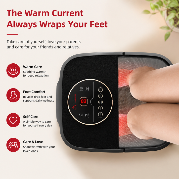 Premium Electric Heated Foot Spa Massager Portable Foot Bath Bubble Shiatsu Roller Temperature Control LED Display Home Foot Soaking Spa Machine