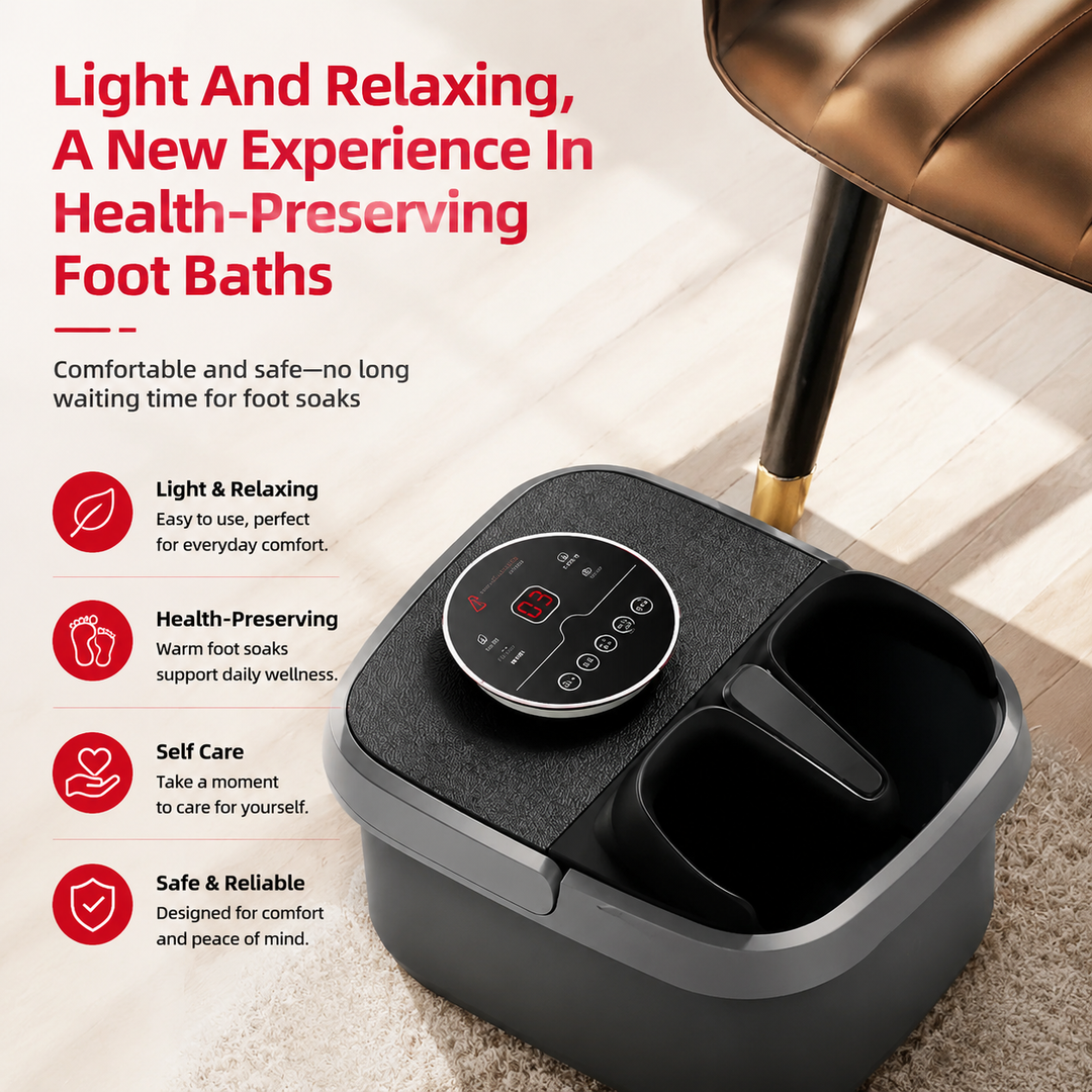 Premium Electric Heated Foot Spa Massager Portable Foot Bath Bubble Shiatsu Roller Temperature Control LED Display Home Foot Soaking Spa Machine