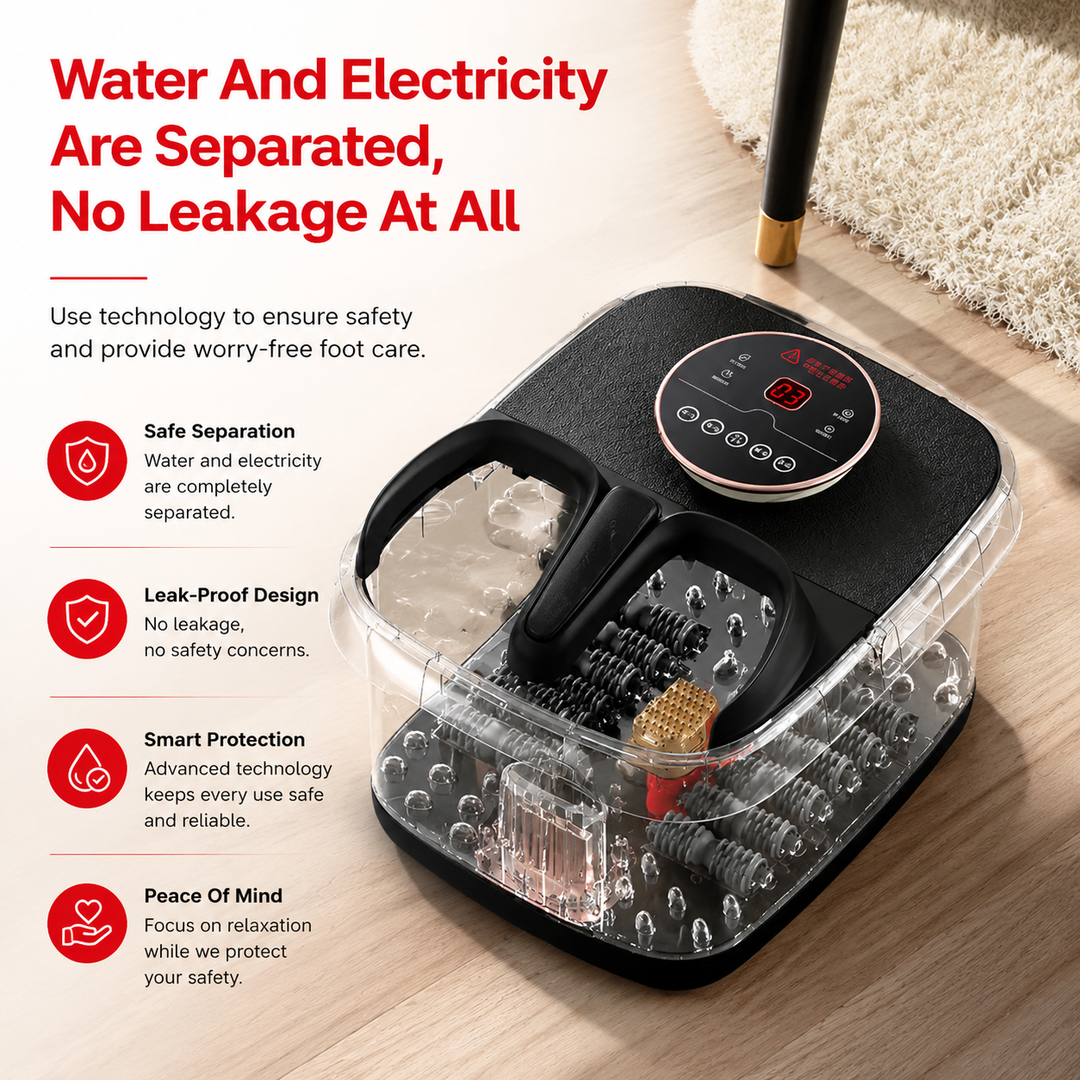 Premium Electric Heated Foot Spa Massager Portable Foot Bath Bubble Shiatsu Roller Temperature Control LED Display Home Foot Soaking Spa Machine
