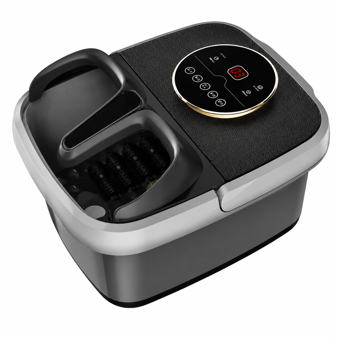 Premium Electric Heated Foot Spa Massager Portable Foot Bath Bubble Shiatsu Roller Temperature Control LED Display Home Foot Soaking Spa Machine