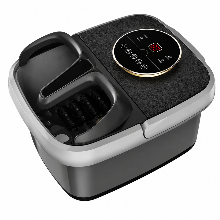 Premium Electric Heated Foot Spa Massager Portable Foot Bath Bubble Shiatsu Roller Temperature Control LED Display Home Foot Soaking Spa Machine