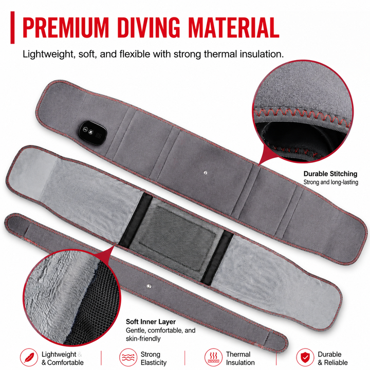 Premium Electric Heating Waist Massager Belt Rechargeable Vibration Heat Therapy Wrap Adjustable Heat Levels Cordless Relaxation Support Device