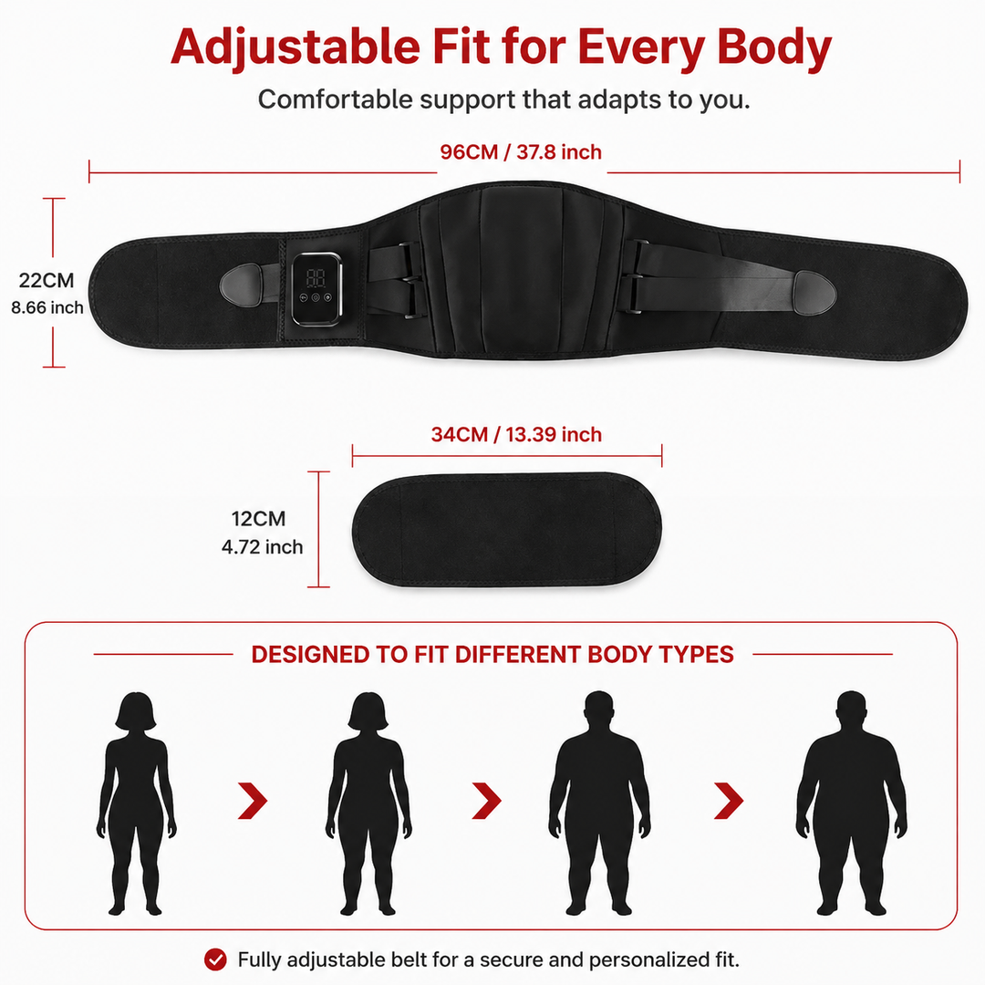 Premium Electric Heating Waist Massager Belt Rechargeable Vibration Heat Therapy Wrap Adjustable Heat Levels Cordless Relaxation Support Device