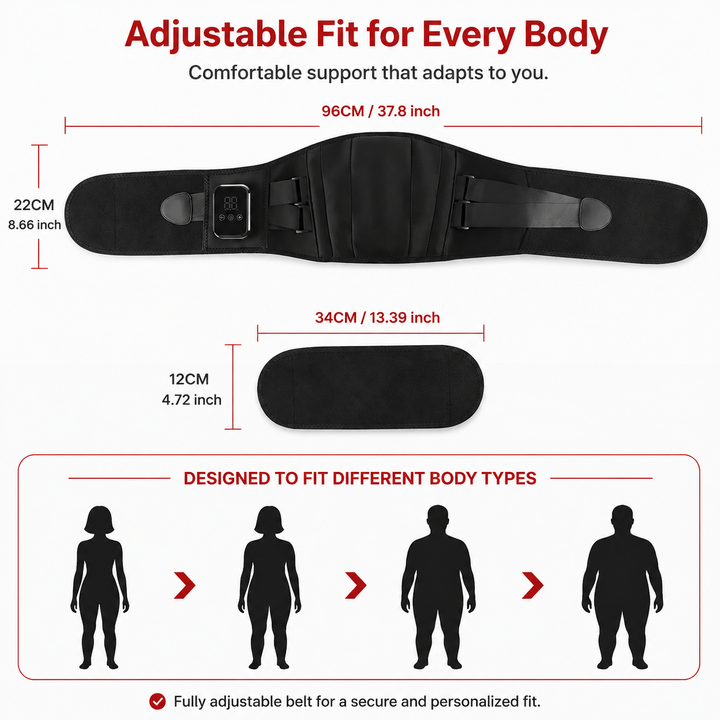 Premium Electric Heating Waist Massager Belt Rechargeable Vibration Heat Therapy Wrap Adjustable Heat Levels Cordless Relaxation Support Device