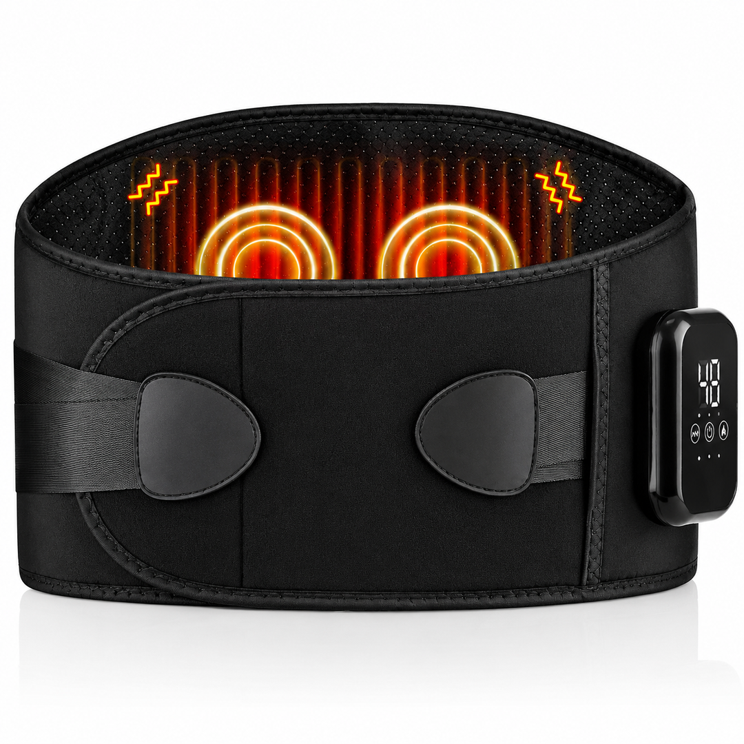 Premium Electric Heating Waist Massager Belt Rechargeable Vibration Heat Therapy Wrap Adjustable Heat Levels Cordless Relaxation Support Device