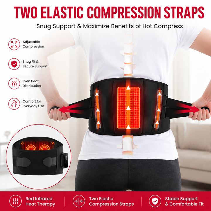 Premium Electric Heating Waist Massager Belt Rechargeable Vibration Heat Therapy Wrap Adjustable Heat Levels Cordless Relaxation Support Device