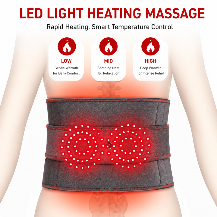 Premium Electric Heating Waist Massager Belt Rechargeable Vibration Heat Therapy Wrap Adjustable Lumbar Support Back Pain Relief Portable Belt