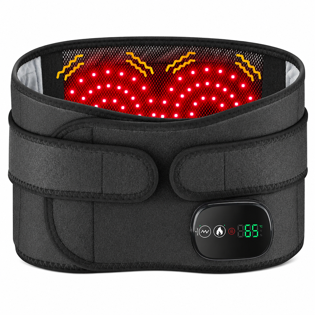 Premium Electric Heating Waist Massager Belt Rechargeable Vibration Heat Therapy Wrap Adjustable Lumbar Support Back Pain Relief Portable Belt