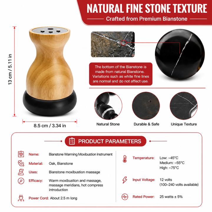 Premium Electric Hot Stone Gua Sha Massager Heated Bian Stone Body Massage Tool Back Waist Pain Relief Spa Heat Therapy Relaxation Device Pro