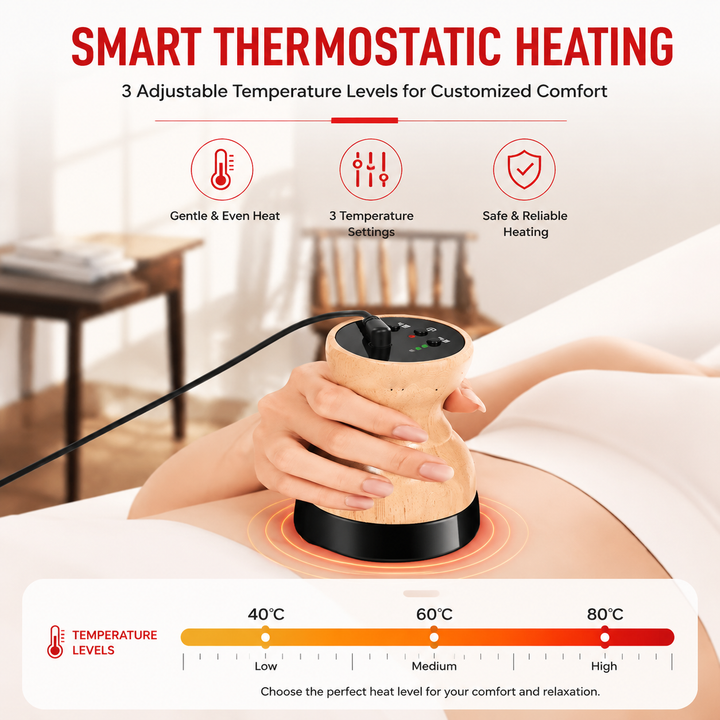 Premium Electric Hot Stone Gua Sha Massager Heated Bian Stone Body Massage Tool Back Waist Pain Relief Spa Heat Therapy Relaxation Device Pro