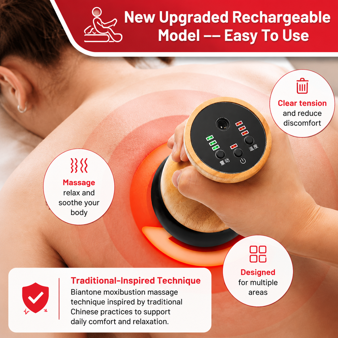 Premium Electric Hot Stone Gua Sha Massager Heated Bian Stone Body Massage Tool Back Waist Pain Relief Spa Heat Therapy Relaxation Device Pro