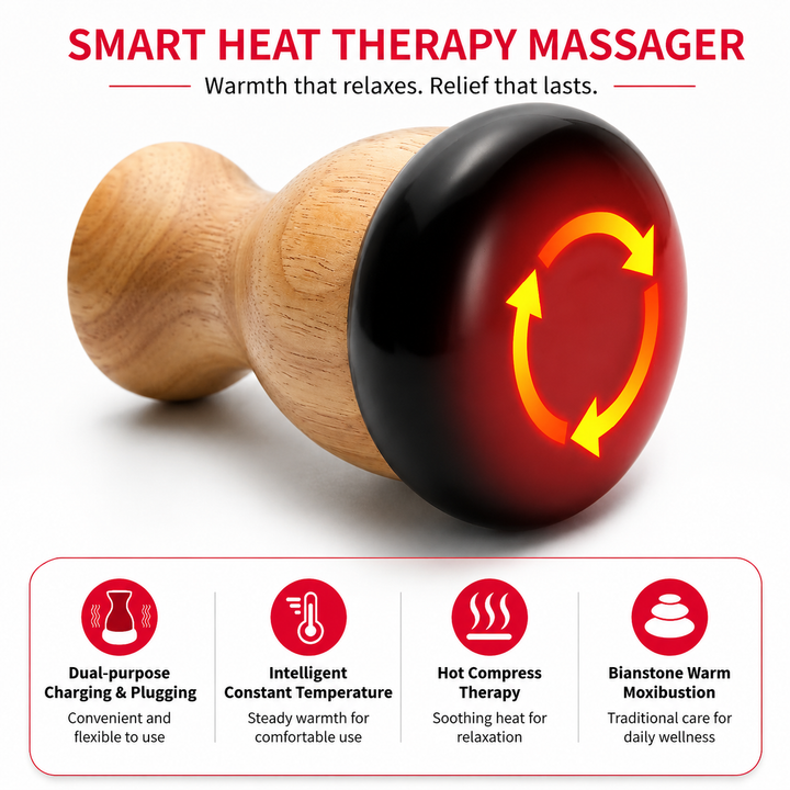 Premium Electric Hot Stone Gua Sha Massager Heated Bian Stone Body Massage Tool Back Waist Pain Relief Spa Heat Therapy Relaxation Device Pro