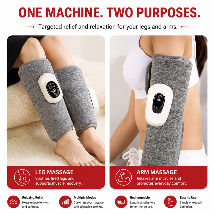 Premium Electric Leg Massager Wireless Rechargeable Air Compression Calf Massage Wrap Muscle Relaxation Adjustable Intensity Portable Leg Care Device