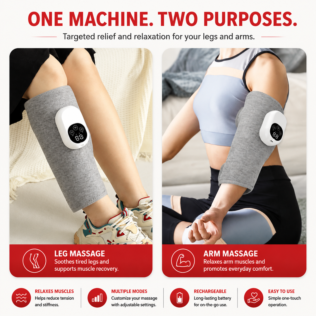 Premium Electric Leg Massager Wireless Rechargeable Air Compression Calf Massage Wrap Muscle Relaxation Adjustable Intensity Portable Leg Care Device